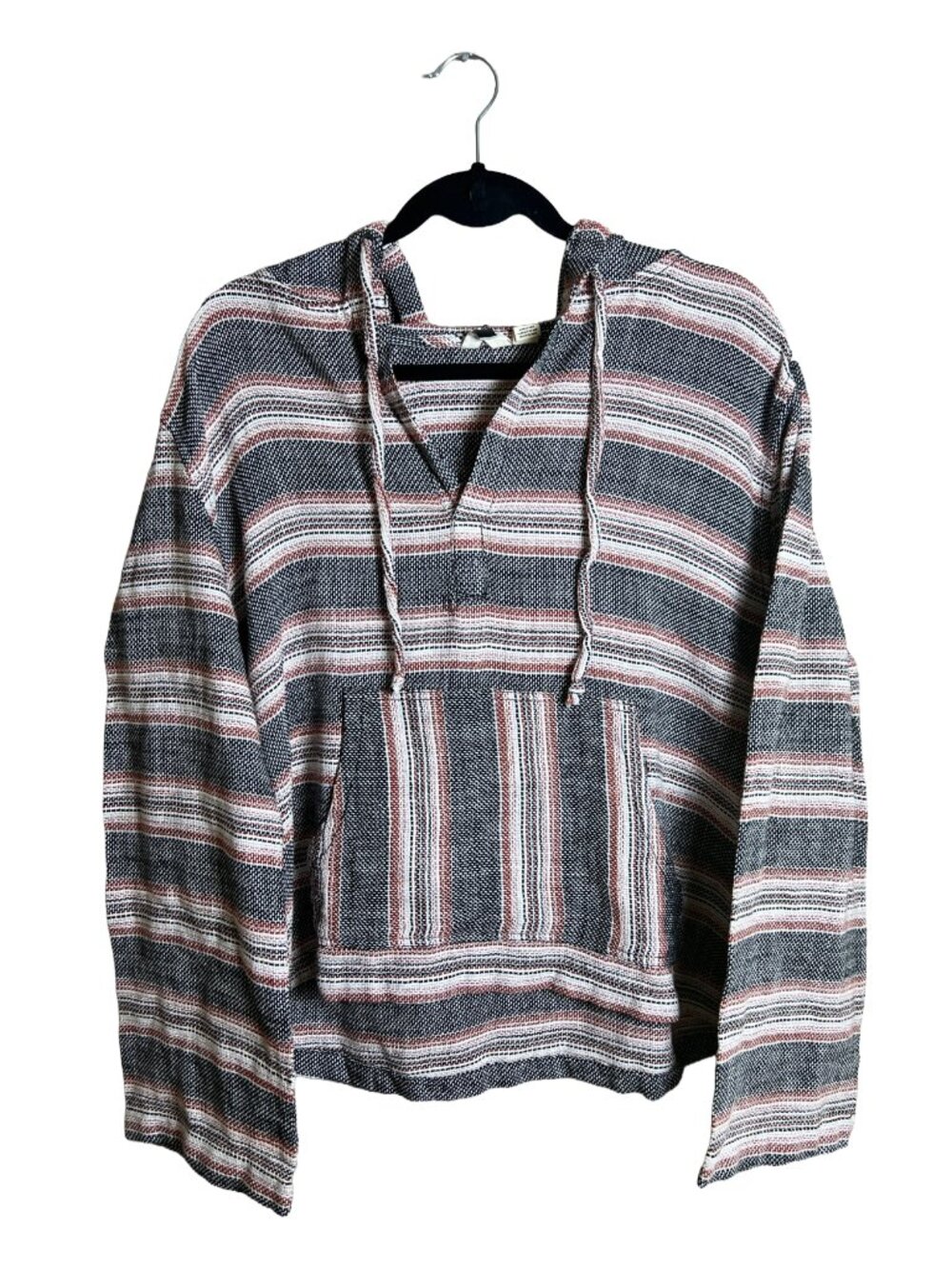 Roxy Baja Hoodie Striped Gray Boho Surf Womens XL